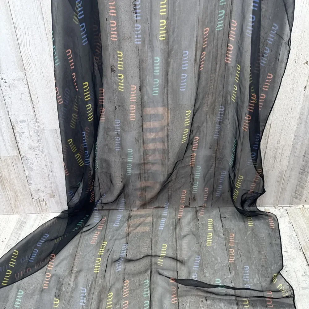 Vintage Miu Miu Scarf  Shawl Authentic Silk Rolled Edges Abstract Lady Harlequin